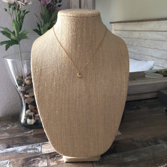 Tiny Dainty Mini Half Moon Gold Necklace - Picture 4 of 5